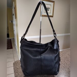 Coach Duffle leather convertible shoulder /crossbody bag silver tone har…